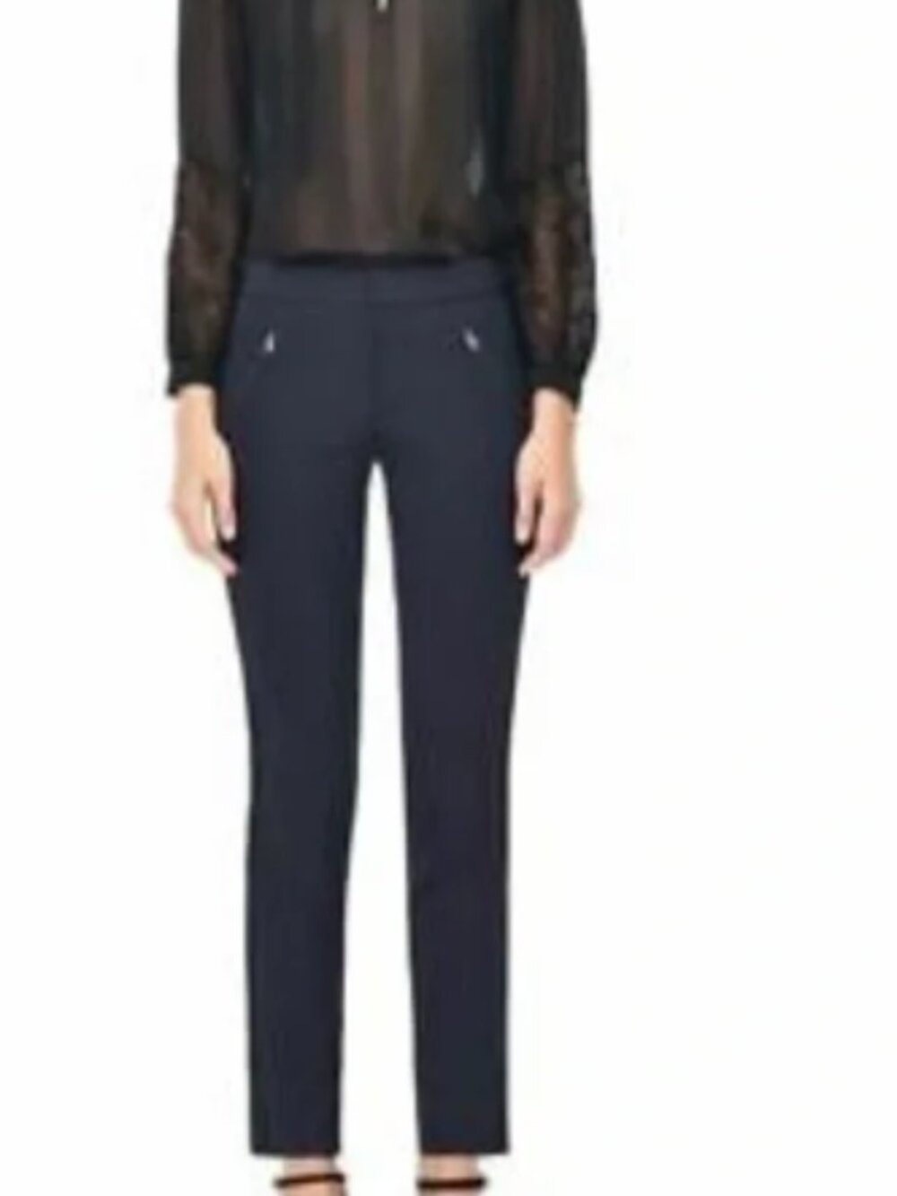 Rebecca Taylor Ava Techy Navy Pants Tuxedo Side Stripe Zip Pockets Size 2